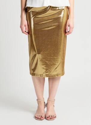 Jupe mi-longue coupe droite or ATELIER EVÈNE femme