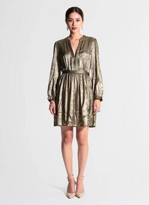 Robe courte manches longues manches longues or MAELLE femme