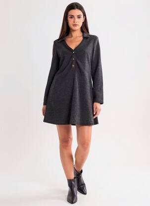 Robe courte manches longues manches longues gris ATELIER EVÈNE femme