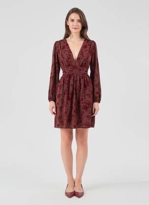Robe courte manches longues manches longues rouge MAELLE femme