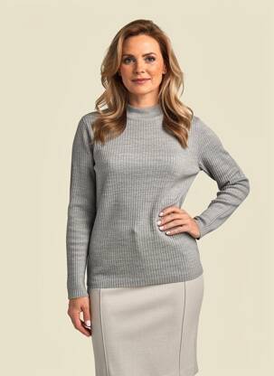 Pull stretch manches longues gris FELINO femme