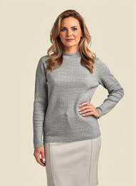 Pull tissage chiné manches longues gris FELINO femme