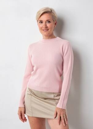 Pull stretch manches longues rose FELINO femme