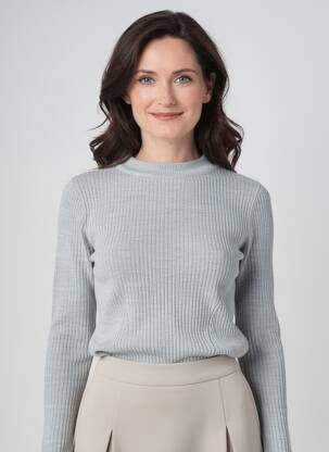 Pull tissage chiné manches longues gris FELINO femme