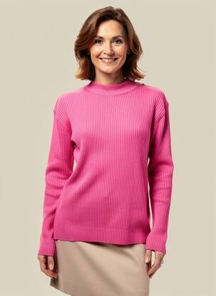 Pull stretch manches longues rose fonce FELINO femme