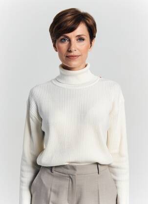 Pull col roulé tissage côtelé manches longues beige FELINO femme