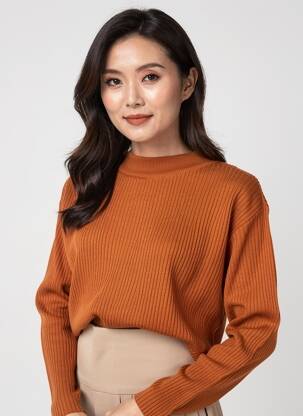 Pull stretch manches longues orange FELINO femme