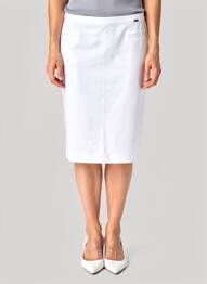 Jupe mi-longue stretch blanc FELINO femme