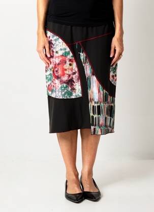 Jupe mi-longue stretch noir QUATRE VINGT JOURS femme