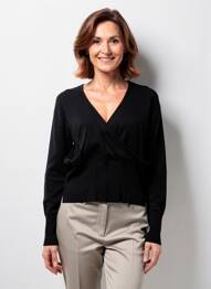 Pull col v manches longues noir CLAUDE DE SAIVRE femme