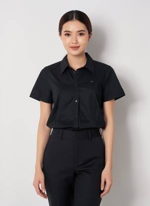 Chemisier manches courtes manches courtes noir MUSTANG femme