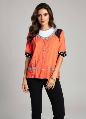 Veste casual col rond orange FILIPINE LAHOYA femme