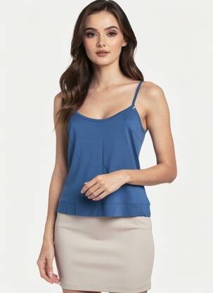 Top stretch fines bretelles bleu FILIPINE LAHOYA femme