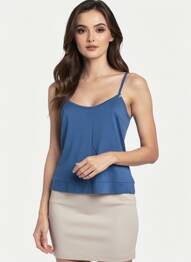 Top stretch fines bretelles bleu FILIPINE LAHOYA femme