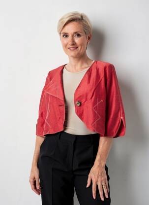 Boléro tissage crêpe rouge QUATTRO femme