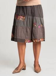Jupe mi-longue stretch marron JAC JAC femme