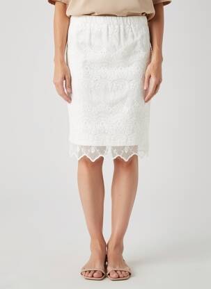 Jupe mi-longue stretch blanc FRED SABATIER femme