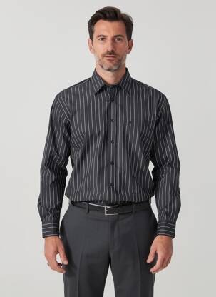 Chemise manches longues coupe droite noir PRE END homme