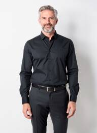 Chemise manches longues coupe cintrée noir SHILTON homme