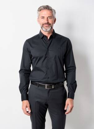 Chemise manches longues coupe cintrée noir SHILTON homme