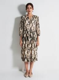 Robe mi-longue manches 3/4 manches 3/4 beige SOYANG femme