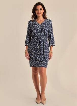 Robe courte manches 3/4 manches 3/4 bleu MISE AU GREEN femme