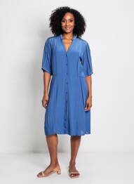 Robe mi-longue manches courtes manches courtes bleu RUE MAZARINE femme