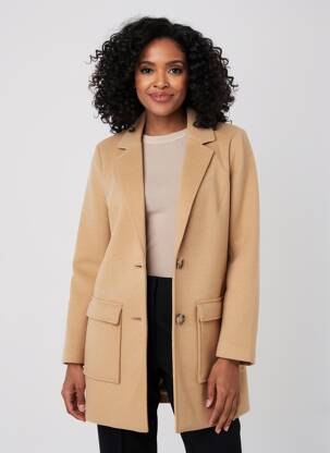 Manteau long coupe droite sans capuche beige STREET ONE femme