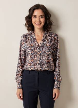 Chemisier imprimé fleurs manches longues bleu MISE AU GREEN femme