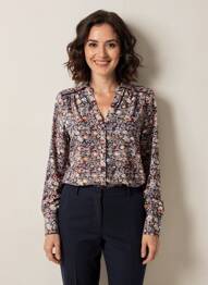 Chemisier imprimé fleurs manches longues bleu MISE AU GREEN femme