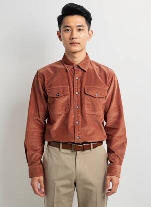 Chemise manches longues coupe cintrée orange IRON AND RESIN homme