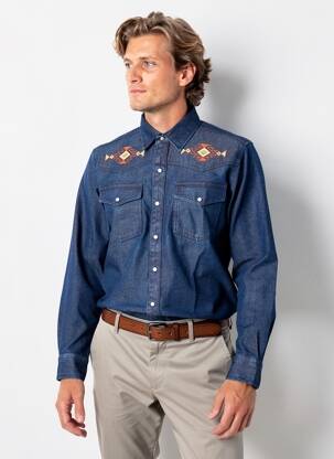 Chemise manches longues coupe cintrée bleu IRON AND RESIN homme