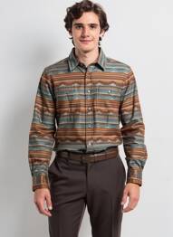 Chemise manches longues poches bleu IRON AND RESIN homme