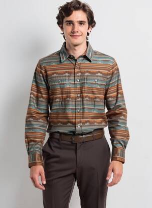 Chemise manches longues poches bleu IRON AND RESIN homme