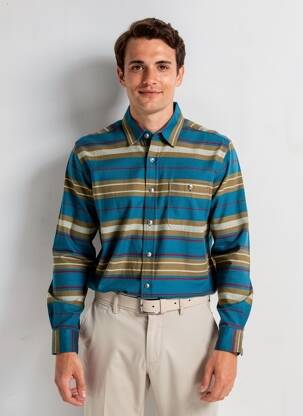 Chemise manches longues coupe droite bleu IRON AND RESIN homme