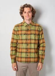 Chemise manches longues imprimé écossais vert IRON AND RESIN homme