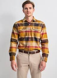 Chemise manches longues coupe droite marron IRON AND RESIN homme