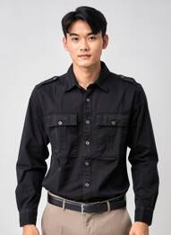 Chemise manches longues coupe droite noir IRON AND RESIN homme