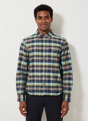 Chemise manches longues coupe droite bleu IRON AND RESIN homme
