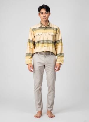 Chemise manches longues imprimé fantaisie beige IRON AND RESIN homme
