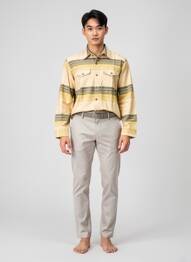Chemise manches longues imprimé fantaisie beige IRON AND RESIN homme