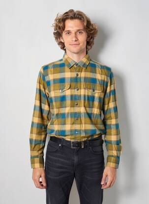 Chemise manches longues imprimé écossais bleu IRON AND RESIN homme