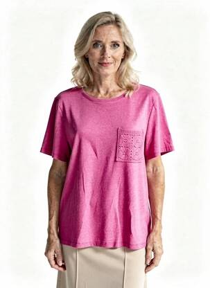 T-shirt stretch manches courtes rose JULIE GUERLANDE femme