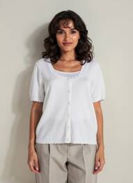 Gilet manches courtes fermeture boutonnée sur le devant blanc C'EST BEAU LA VIE femme