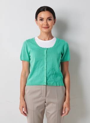 Gilet manches courtes resserrée sur le bas vert C'EST BEAU LA VIE femme