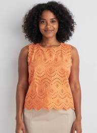 Top sans manche sans manche orange C'EST BEAU LA VIE femme