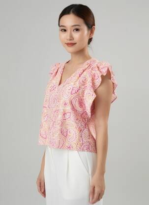 Blouse tissage crêpe manches courtes rose C'EST BEAU LA VIE femme