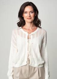 Gilet manches longues resserrée sur le bas blanc JULIE GUERLANDE femme