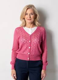 Gilet manches longues stretch rose JULIE GUERLANDE femme