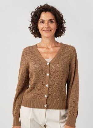 Gilet manches longues resserrée sur le bas marron JULIE GUERLANDE femme